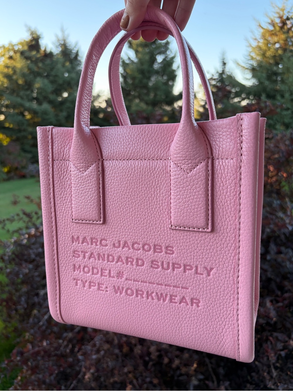 Marc Jacob’s bubblegum pink small leather standard supply tote pebbled leather